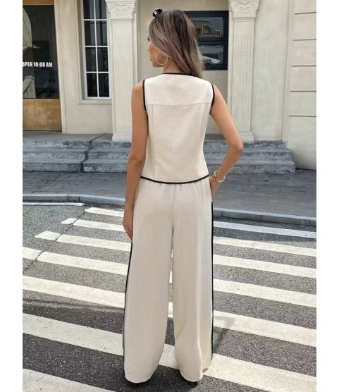 Kadın Kolsuz önü Düğmeli Yelek Ve Pantolon Ikili Takım Kadın Kolsuz önü Düğmeli Yelek Ve Pantolon Ikili Takım