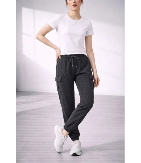 Jogger Eşofman Altı Rahat Kalıp, Kargo Cepli, Lastikli Paça, Günlük Spor Pantolon - Füme Jogger Eşofman Altı Rahat Kalıp, Kargo Cepli, Lastikli Paça, Günlük Spor Pantolon - Füme