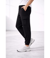 Erkek Jogger Eşofman Altı Regular Fit , Kargo Cepli, Lastikli Paça, Günlük Spor Pantolon - Siyah
