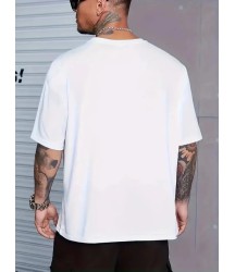 Erkek Baskılı Bisiklet Yaka Erkek T-shirt - Beyaz