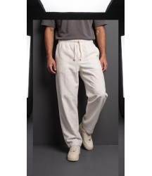 Erkek İç Göstermez Yıkamalı GenişKalıp Keten Pantolon