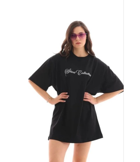 Baskılı T-Shirt Kısa Kol Bisiklet Yaka Regular Rahat Kalıp Günlük Tişört - Siyah Baskılı T-Shirt Kısa Kol Bisiklet Yaka Regular Rahat Kalıp Günlük Tişört - Siyah