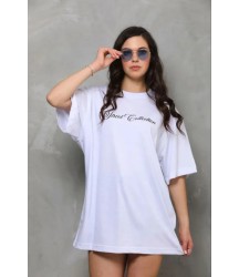 Baskılı T-Shirt Kısa Kol Bisiklet Yaka Regular Rahat Kalıp Günlük Tişört - Beyaz