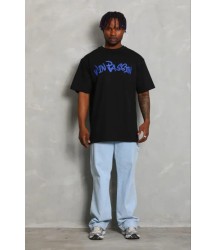 Erkek Baskılı T-Shirt Kısa Kol Bisiklet Yaka Regular Fit Rahat Kalıp Günlük Tişört - Siyah