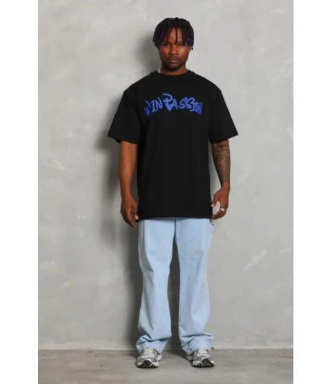 Erkek Baskılı T-Shirt Kısa Kol Bisiklet Yaka Regular Fit Rahat Kalıp Günlük Tişört - Siyah