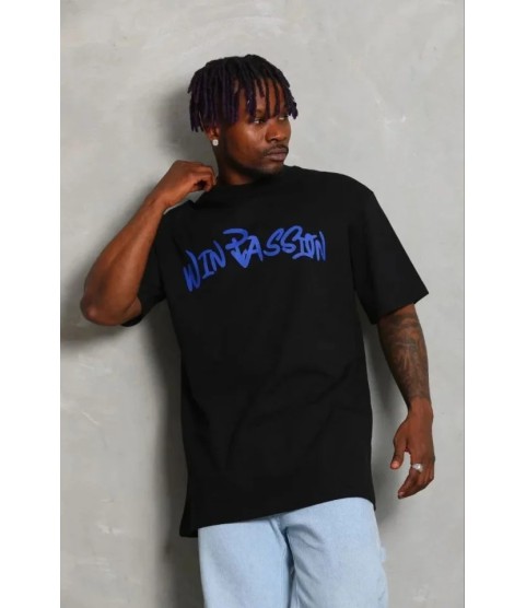 Erkek Baskılı T-Shirt Kısa Kol Bisiklet Yaka Regular Fit Rahat Kalıp Günlük Tişört - Siyah