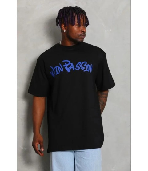 Erkek Baskılı T-Shirt Kısa Kol Bisiklet Yaka Regular Fit Rahat Kalıp Günlük Tişört - Siyah