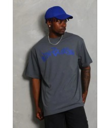 Erkek Baskılı T-Shirt Kısa Kol Bisiklet Yaka Regular Fit Rahat Kalıp Günlük Tişört - Füme
