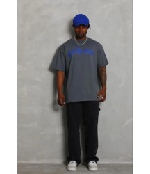 Erkek Baskılı T-Shirt Kısa Kol Bisiklet Yaka Regular Fit Rahat Kalıp Günlük Tişört - Füme