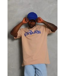 Erkek Baskılı T-Shirt Kısa Kol Bisiklet Yaka Regular Fit Rahat Kalıp Günlük Tişört - Bej