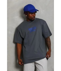 Erkek Baskılı T-Shirt Kısa Kol Bisiklet Yaka Regular Fit Rahat Kalıp Günlük Tişört - Füme