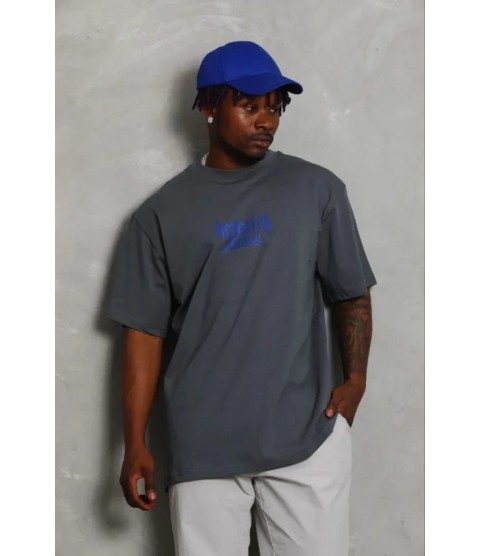Erkek Baskılı T-Shirt Kısa Kol Bisiklet Yaka Regular Fit Rahat Kalıp Günlük Tişört - Füme