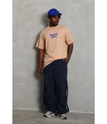 Erkek Baskılı T-Shirt Kısa Kol Bisiklet Yaka Regular Fit Rahat Kalıp Günlük Tişört - Bej