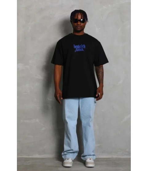 Erkek Baskılı T-Shirt Kısa Kol Bisiklet Yaka Regular Fit Rahat Kalıp Günlük Tişört - Siyah