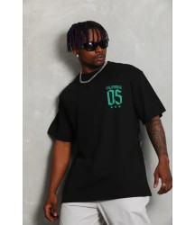 Erkek Baskılı T-Shirt Kısa Kol Bisiklet Yaka Regular Fit Rahat Kalıp Günlük Tişört - Siyah
