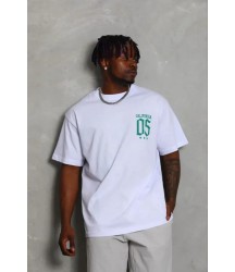 Erkek Baskılı T-Shirt Kısa Kol Bisiklet Yaka Regular Fit Rahat Kalıp Günlük Tişört - Beyaz