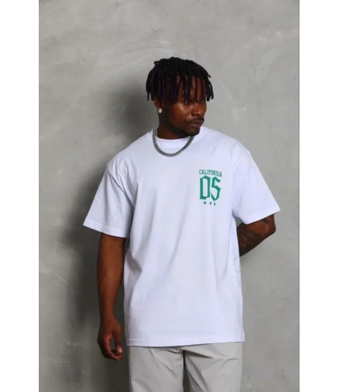 Erkek Baskılı T-Shirt Kısa Kol Bisiklet Yaka Regular Fit Rahat Kalıp Günlük Tişört - Beyaz