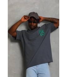 Erkek Baskılı T-Shirt Kısa Kol Bisiklet Yaka Regular Fit Rahat Kalıp Günlük Tişört - Füme