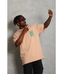 Erkek Baskılı T-Shirt Kısa Kol Bisiklet Yaka Regular Fit Rahat Kalıp Günlük Tişört - Bej