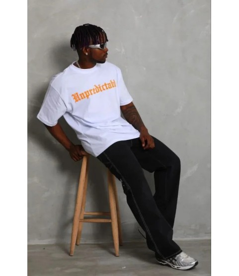 Erkek Baskılı T-Shirt Kısa Kol Bisiklet Yaka Regular Fit Rahat Kalıp Günlük Tişört - Beyaz