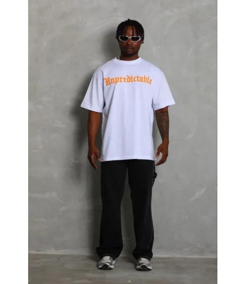 Erkek Baskılı T-Shirt Kısa Kol Bisiklet Yaka Regular Fit Rahat Kalıp Günlük Tişört - Beyaz