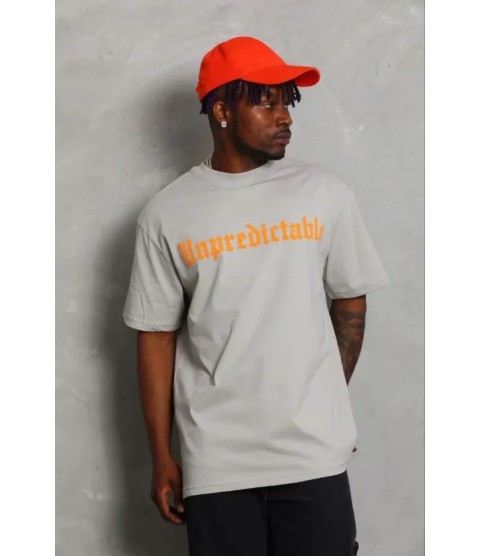 Erkek Baskılı T-Shirt Kısa Kol Bisiklet Yaka Regular Fit Rahat Kalıp Günlük Tişört - Gri