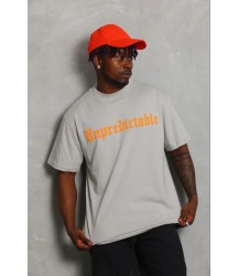Erkek Baskılı T-Shirt Kısa Kol Bisiklet Yaka Regular Fit Rahat Kalıp Günlük Tişört - Gri