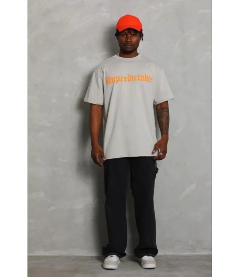 Erkek Baskılı T-Shirt Kısa Kol Bisiklet Yaka Regular Fit Rahat Kalıp Günlük Tişört - Gri