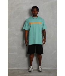 Erkek Baskılı T-Shirt Kısa Kol Bisiklet Yaka Regular Fit Rahat Kalıp Günlük Tişört - Mint Yeşili