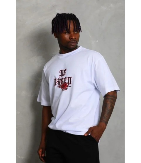 Erkek Baskılı T-Shirt Kısa Kol Bisiklet Yaka Regular Fit Rahat Kalıp Günlük Tişört - Beyaz
