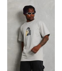 Erkek Baskılı T-Shirt Kısa Kol Bisiklet Yaka Regular Fit Rahat Kalıp Günlük Tişört - Gri