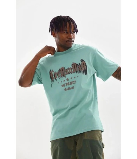 Erkek Baskılı T-Shirt Kısa Kol Bisiklet Yaka Regular Fit Rahat Kalıp Günlük Tişört - Mint Yeşili