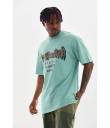 Erkek Baskılı T-Shirt Kısa Kol Bisiklet Yaka Regular Fit Rahat Kalıp Günlük Tişört - Mint Yeşili