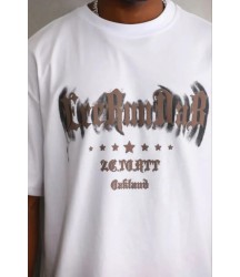 Erkek Baskılı T-Shirt Kısa Kol Bisiklet Yaka Regular Fit Rahat Kalıp Günlük Tişört - Beyaz