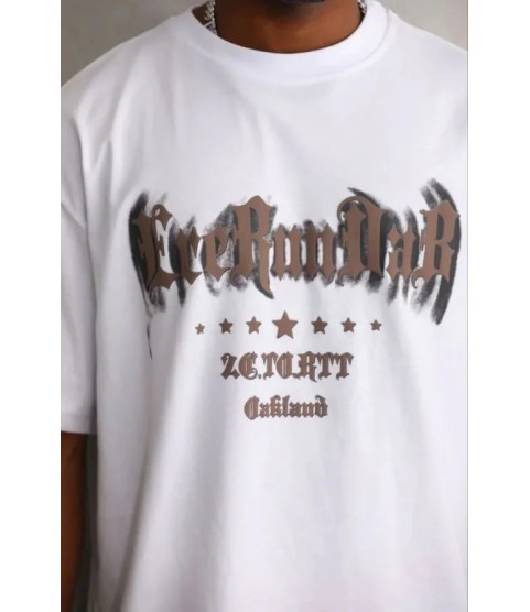 Erkek Baskılı T-Shirt Kısa Kol Bisiklet Yaka Regular Fit Rahat Kalıp Günlük Tişört - Beyaz