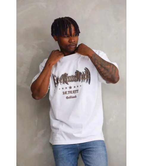 Erkek Baskılı T-Shirt Kısa Kol Bisiklet Yaka Regular Fit Rahat Kalıp Günlük Tişört - Beyaz