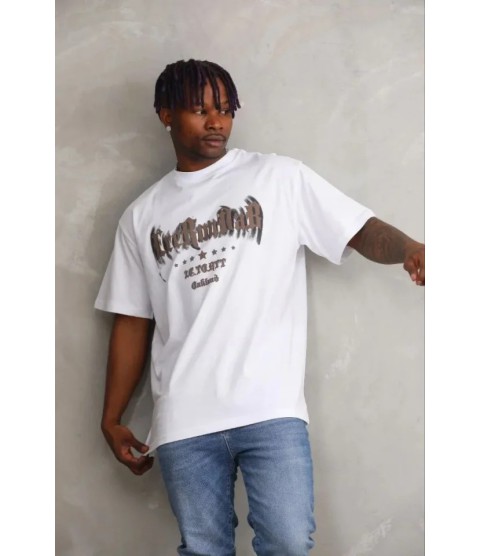 Erkek Baskılı T-Shirt Kısa Kol Bisiklet Yaka Regular Fit Rahat Kalıp Günlük Tişört - Beyaz