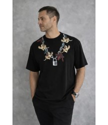 Erkek Baskılı T-Shirt Kısa Kol Bisiklet Yaka Regular Fit Rahat Kalıp Günlük Tişört - Siyah