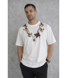Erkek Baskılı T-Shirt Kısa Kol Bisiklet Yaka Regular Fit Rahat Kalıp Günlük Tişört - Beyaz