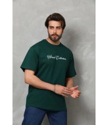 Erkek Baskılı T-Shirt Kısa Kol Bisiklet Yaka Regular Fit Rahat Kalıp Günlük Tişört - Çağla Yeşili