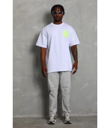 Erkek Baskılı T-Shirt Kısa Kol Bisiklet Yaka Regular Fit Rahat Kalıp Günlük Tişört - Beyaz