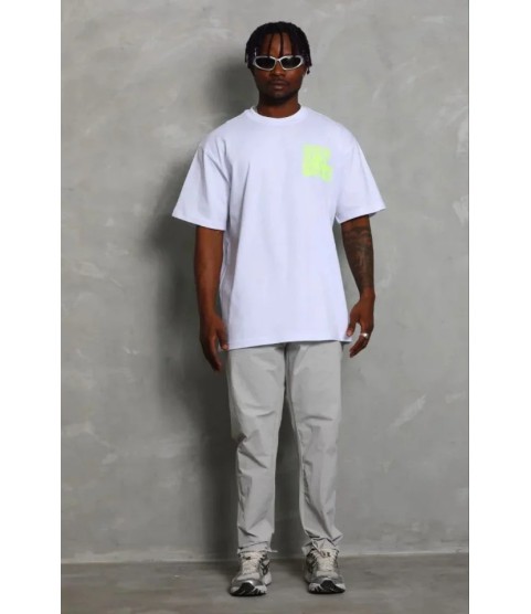 Erkek Baskılı T-Shirt Kısa Kol Bisiklet Yaka Regular Fit Rahat Kalıp Günlük Tişört - Beyaz