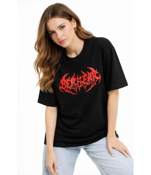 Baskılı T-Shirt Yazlık Kısa Kol Bisiklet Yaka Rahat Kalıp Tişört - Siyah