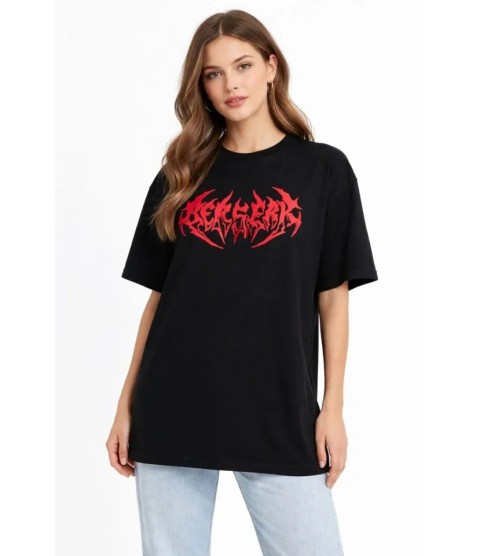 Baskılı T-Shirt Yazlık Kısa Kol Bisiklet Yaka Rahat Kalıp Tişört - Siyah