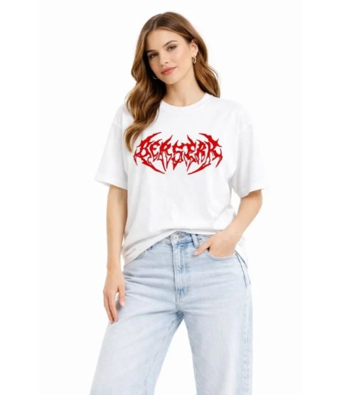 Baskılı T-Shirt Yazlık Kısa Kol Bisiklet Yaka Rahat Kalıp Tişört - Beyaz