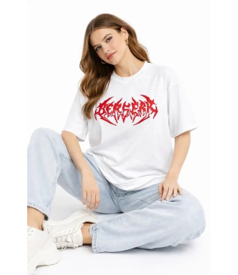 Baskılı T-Shirt Yazlık Kısa Kol Bisiklet Yaka Rahat Kalıp Tişört - Beyaz