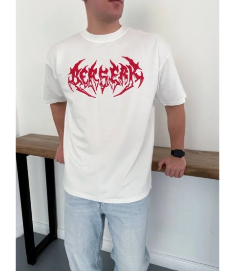 Erkek Baskılı T-Shirt Yazlık Kısa Kol Bisiklet Yaka Rahat Kalıp Tişört - Beyaz
