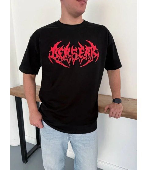 Erkek Baskılı T-Shirt Yazlık Kısa Kol Bisiklet Yaka Rahat Kalıp Tişört - Siyah