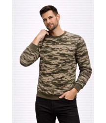 Erkek Kamuflaj Desenli 2 İplik 4 Mevsim Uzun Kollu Bisiklet Yaka Sweatshirt - Kamuflaj