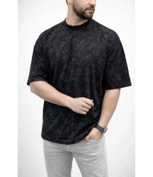 Erkek Premium Tişört OSY Yumuşak Dokulu Yıkamalı Oversize T-Shirt - Siyah